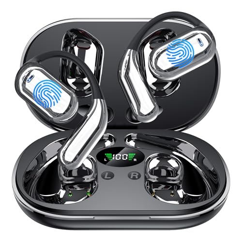 Image of CoolJumper Wireless Open Ear Bluetooth V6.1 Earbuds with Earhooks, HiFi Stereo ENC Earphones with Microphone, Ecouteur Sans Fil Bluetooth IP7 Waterproof, Fit for Sport, Workout and Business