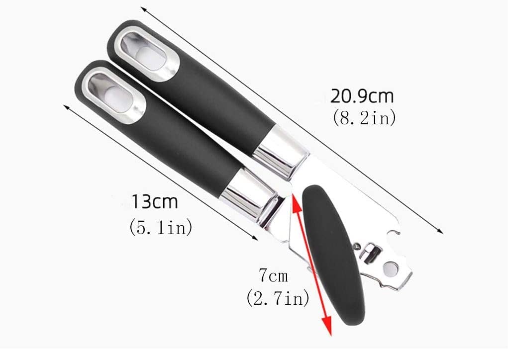 Apriscatole senza ferire le mani, apriscatole per bottiglie di birra, impugnature ergonomiche dal design ergonomico con bordo liscio in acciaio inossidabile