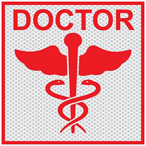 Image of CVANU Doctor Reflective Vinyl Exterior Decal for Vehicle 2pcs (11x11cm) Red cv7