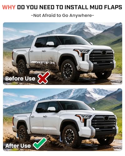 Image of Autorder Mud Flaps for Toyota Tundra 2022-2025 2026 Accessories All-Weather Splash Guards Protect Paint Mudflap No Drilling Required Mud Guard Body Kits for Tundra Set 4PCS