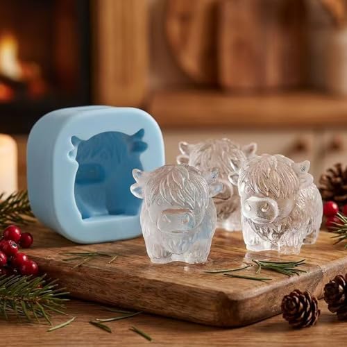 Molde de hielo ZJchao en forma de vaca Highland miniatura 2