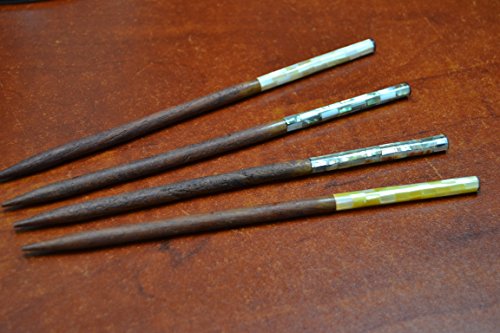 4 Pcs Handmade Carved Bone with Wood Hair Stick Pin