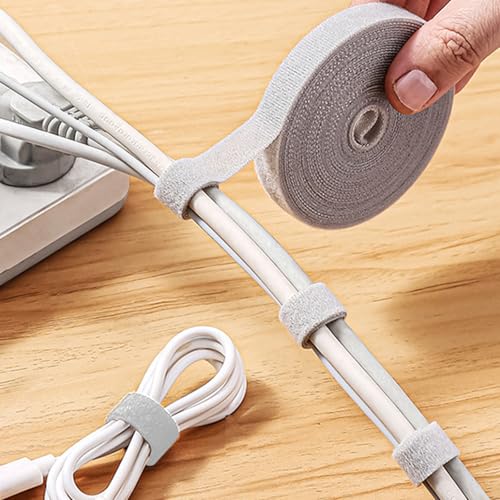 1 Organizador De Cables Portátil Para Escritorio Y Oficina, Correa De Gestión De Cables Reutilizable Para El Hogar, Trabajo Y Accesorios De Viaje Gris