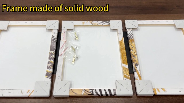 Set Di 3 Quadri Con Piante Verdi Su Tela | Stampe Nature Per Decorazione Parete | Cornice Nera Lucida 30x50 Cm | Per Soggiorno, Camera, Ufficio