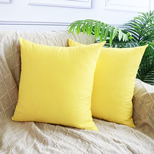 4-Pack 100% Cotton Comfortable Solid Decorative Throw Pillow Case,Thmyo Square Cushion Cover Pillowcase Sublimation Blank Pillow Covers Diy Throw Pillowcase For Couch Sofa(18X18 Inch/ 45X45Cm,Yellow) #TOP1