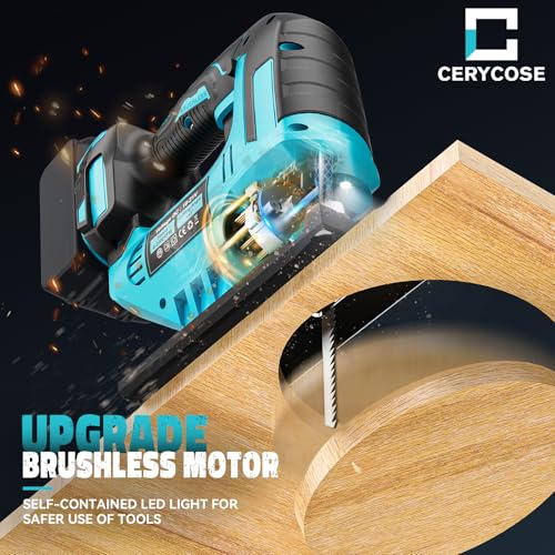 Cerycose Jigsaw Compatible With Makita 18V, Cordless jig saw tool Brushless Motor, 0°- 45° Bevel Cuts, LED Light with 3 Position Orbital Setting for Straight/Curve/Bevel/Circle Cutting (NO Battery) thumbnail 7