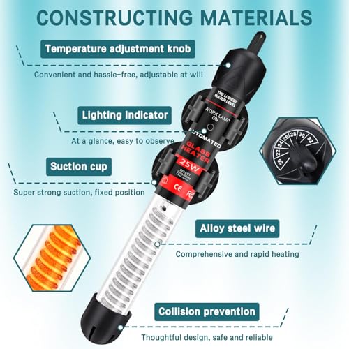 Chauffage d'aquarium réglable 25W : finies les variations de température en 25L