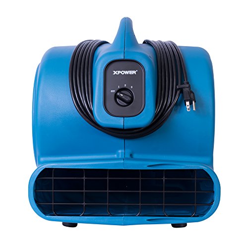 XPower P-830 Professional Air Mover, Carpet Dryer, Floor Fan, Blower for Water Damage Restoration, Commercial Cleaning and Plumbing Use - 1 HP, 3600 CFM, 3 Speeds, Blue