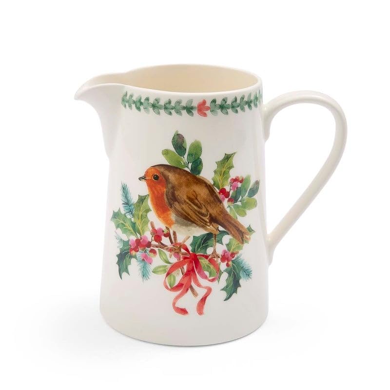 Portmeirion 28.8 oz Botanic Garden Bella Jug - Robin Design, Table Serving 28.8 Ounces