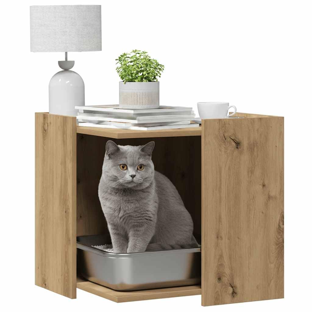 Mueble arenero para Gatos Madera Roble 53x53x51 cm