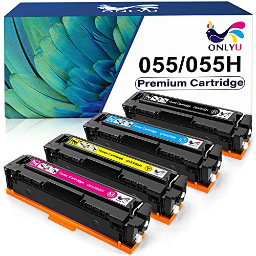 ONLYU Compatible Toner-Cartridge Replacement for Canon 055 055H Color imageCLASS MF741Cdw MF743Cdw MF745Cdw MF746Cdw LBP664Cdw (Black, Cyan, Yellow, Magenta, 4-Pack)