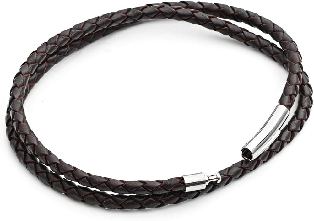 Tribal Steel Unisex Brown Slimline Double Wrap Bracelet - Image 3