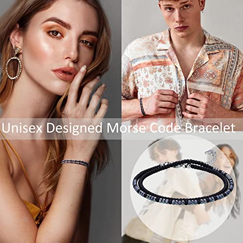 Image of Btysun Inspirational Morse Code Bracelets for Women Men Teen Girl Gifts Best Friend Birthday Gifts for Him Her Adjustable Layered Secret Message Sister Bff Girfriend Sister Christmas Jewelry