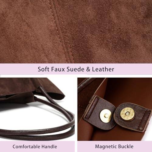Bolso Tote de Gamuza para Mujer con Billetera de Cuero miniatura 6
