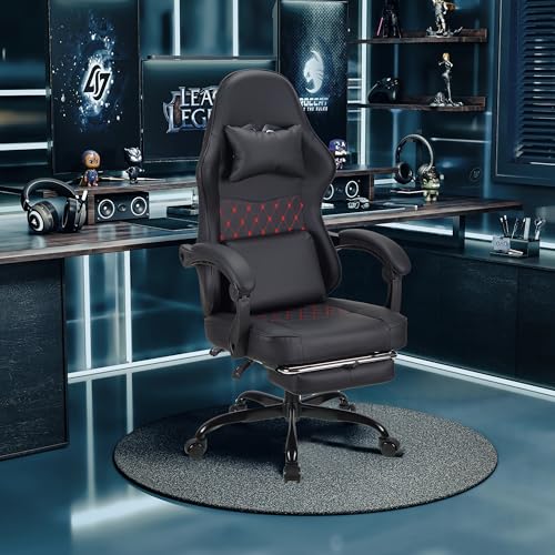 Play haha.Ergonomic reclining seat with footrest high back support adjustable armrests PU leather finish lumbar and neck cushion ideal for gaming home office use - Image 3