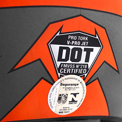 Pro Tork Capacete V-Pro Jet 3 Fosco 62 Preto/Laranja
