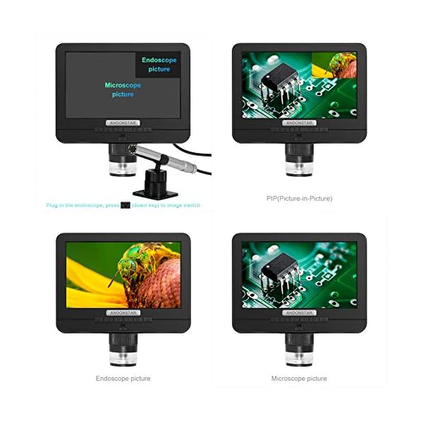 Andonstar Digitales Mikroskop AD206S mit Dual-Linse, USB, LCD-Display, Videomikroskope mit Endoskop zum Löten von SMT… – Bild 3