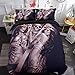 Produktbild WONGS BEDDING Bettwäsche 220x230 cm Bettbezug Set Wendebettwäsche Angenehme Mikrofaser 3D Schädel mit Frauen Bettbezüge 1 Bettbezug 220 x 230 cm mit Reißverschluss + 2 mal Kissenbezüge 48 x 75 cm