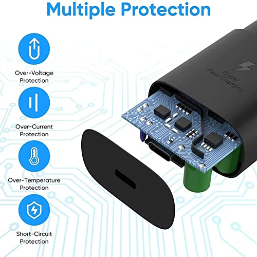 Image of Original 45W Super Fast Charger Compatible with Galaxy S23 Ultra /S23 Plus /S22 Ultra /S22+ /Note 10+ /Note 20 /S20 /S21, Tab S7 /S7+ /S8 /S8+ /S8 [Black] with 6 Months Warranty