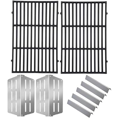 GasSaf 19.5 Grill Grates, 17.5 Flavorizer Bar and 13-1/4 Heat Deflectors for Weber Genesis 300, Genesis 310 320 330 and More Gas Grills with Front Control Panel, Grill Parts for Weber 7524 7620 7622