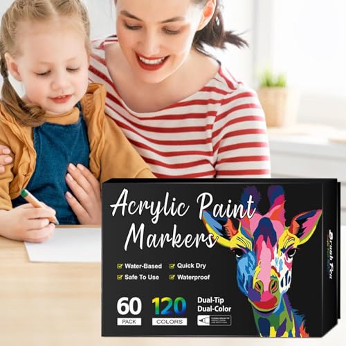 Marqueurs acryliques double pointe feutre permanent pierre tissu papier - 3