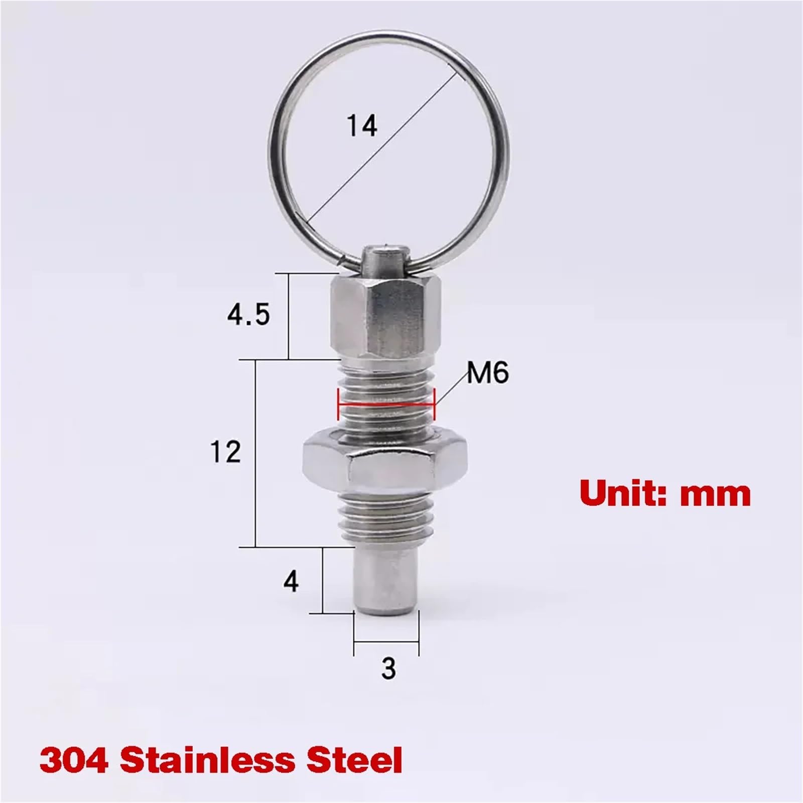 20 piezas de perilla anillo tracción con resorte dividido, bloqueo posicionamiento, tornillo agarre, pasador indexación M6 M8 M10 Para Accesorios Industriales(304 Stainless Steel,M6)