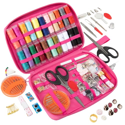 198pcs Sewing Kit for Adults Pink