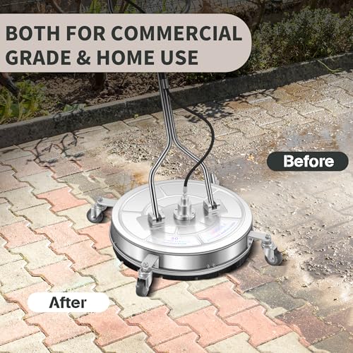 Image of LidoDola 30'' Pressure Washer Surface Cleaner with 4 Wheels - Stainless Steel Surface Cleaner for Pressure Washer Attachment for Concrete, Driveway, Patio, Sidewalk, Deck and Driveways