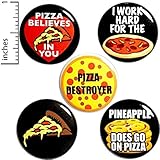 Pizza Buttons Lapel Pins for Backpacks or Jackets Funny Food Humor Pineapple Does Go On Pizza 1 Inch...