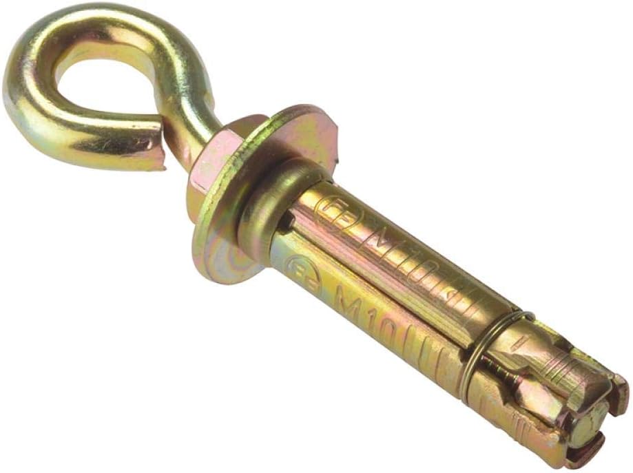 ForgeFix Masonry Anchors - Eye Bolts | M10 | Zinc Yellow Passivated | Bag 5