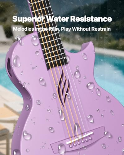 Image of Enya Nova Go Carbon Fiber Travel Acoustic Guitar | 1 /2 Size Lightweight Moisture-Proof Guitara | Adult & Beginner Portable Guitar with Gig Bag & Accessories (Purple)