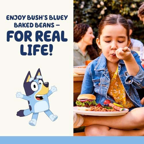 Image of BUSH'S BEST 15.8 oz Canned Bluey Original Baked Beans, Source of Plant Based Protein and Fiber, Low Fat, Gluten Free, (Bluey), (Pack of 12)