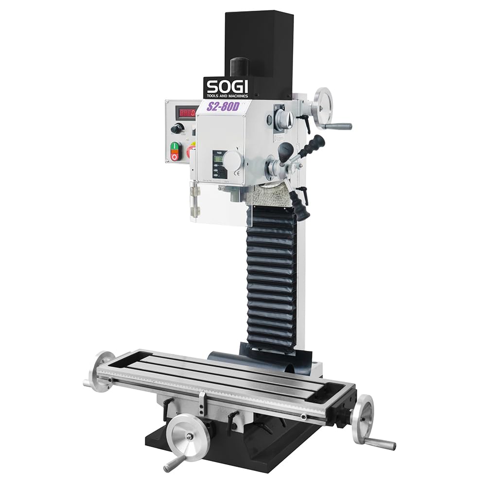 SOGI S2-80D Fresatrice verticale da banco per metalli - motore monofase 1.1 kW - testa inclinabile