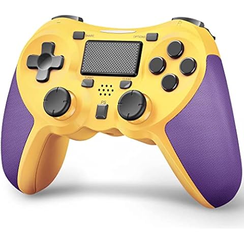 TERIOS Wireless Controllers Compatible with Play-station 4 Game Controllers for PS-4 Pro, PS-4 Slim-Built-in Speaker - Stereo Headset Jack Multitouch Pad - Rechargeable Lithium Battery (Yellow) Cover