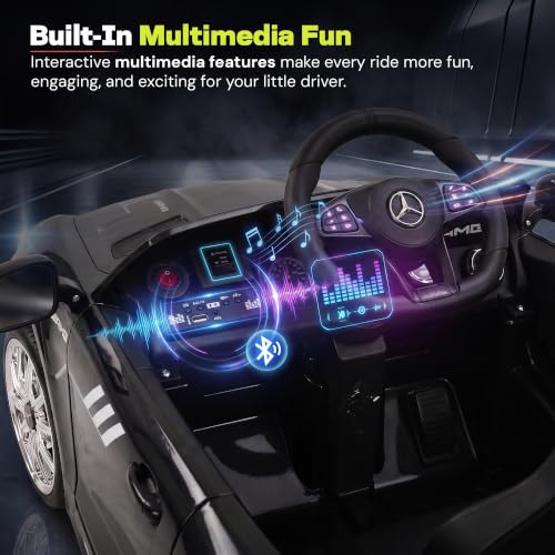 Image of Baybee Spyder Battery Operated Car for Kids | Electric Ride On with Parental Control, LED Lights & Music | Rechargeable Kids Car with Bluetooth & USB | RideOn for Kid 1-5 Years (Black)