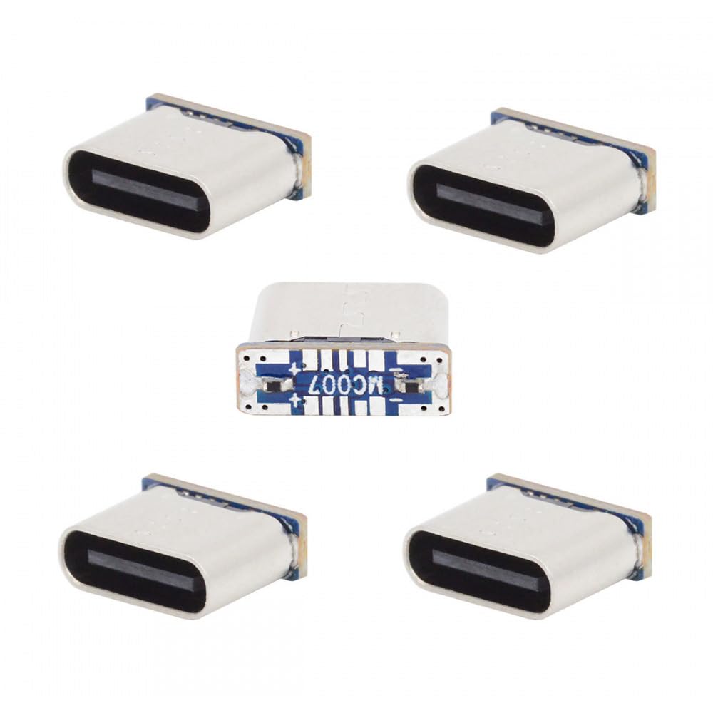 CY Connector 5pcs/lot DIY Solder Type-C Female Socket Connector Replace for Micro-USB 5Pin Female SMT Type DC 5V Power