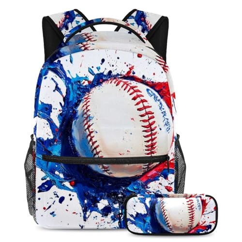 Sac à dos parfait pour les étudiants et adolescents, grand cartable baseball 2 pièces