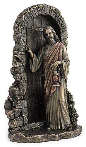 Estatua de Jesús en la puerta 9 5/8" acabado bronce miniatura 2