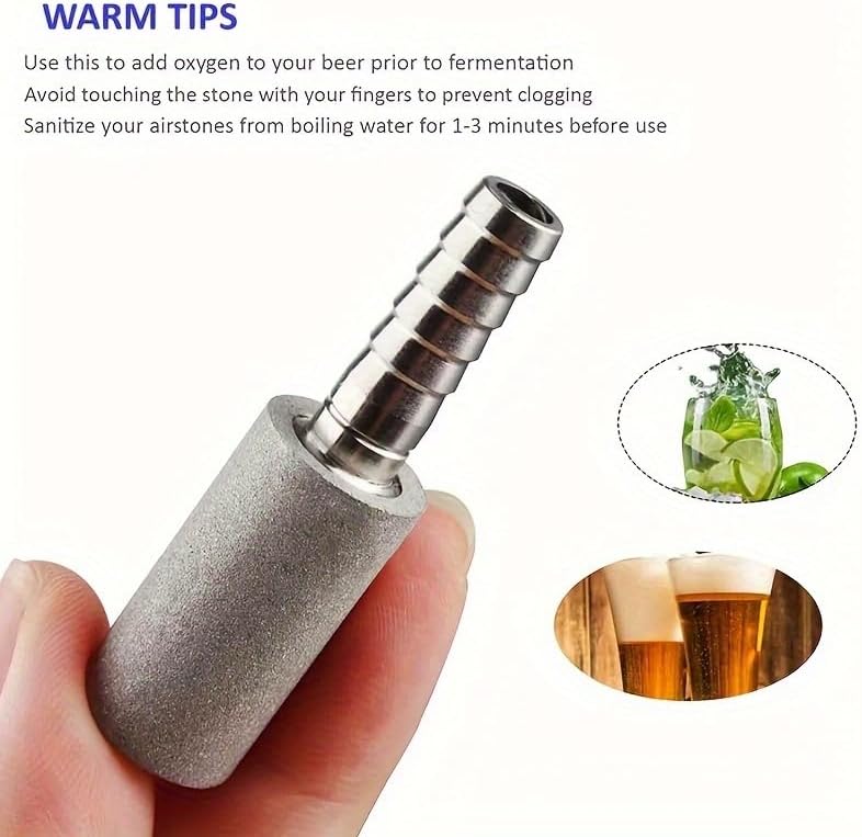 Miniatura 8 de Jerliflyer Piedra de difusión, piedra de difusión de oxigenación de acero inoxidable con manguera de 14 de pulgada, carbonatación de oxigenación