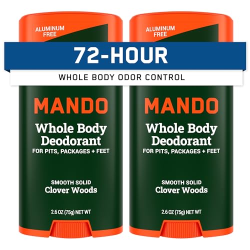 Mando Whole Body Deodorant For Men - Smooth Solid Stick - 72 Hour Odor Control - Aluminum Free,...