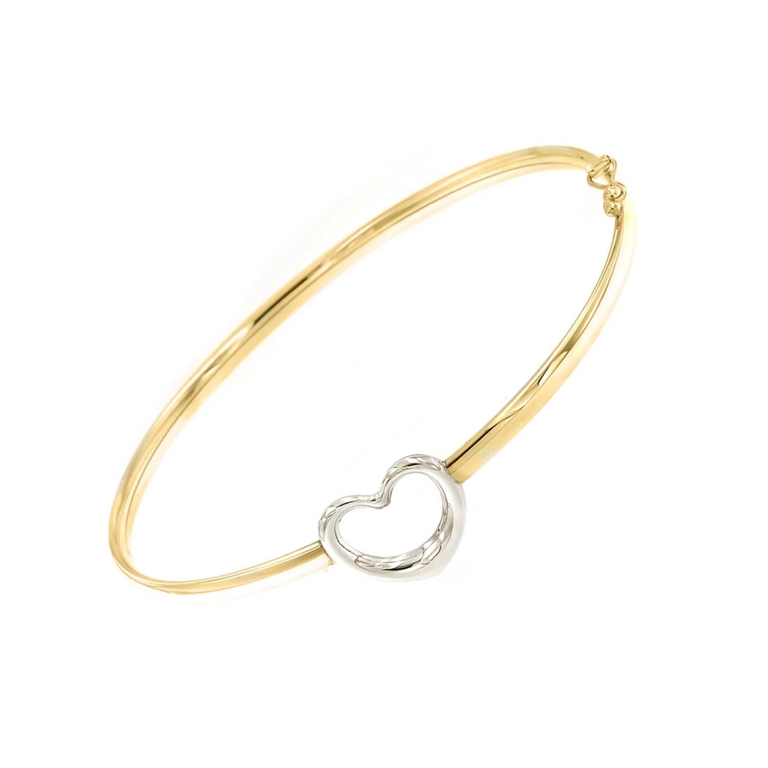 forme di Lucchetta - Bracciale con Cuore in Oro Bianco e Giallo 9k | modello Bangle 17 cm, Bracciali d'Oro Vero per Donna Ragazza