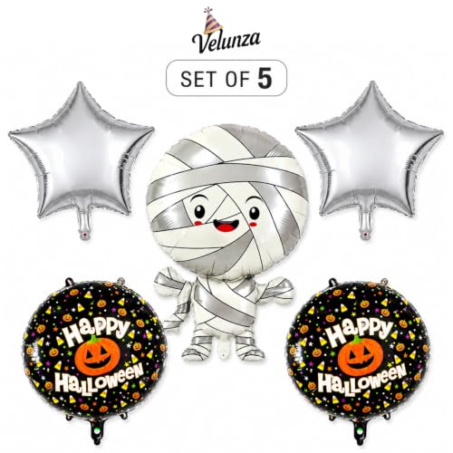 Image of Mummy Theme Halloween Foil Balloons For Decoration, Set of 5 pcs