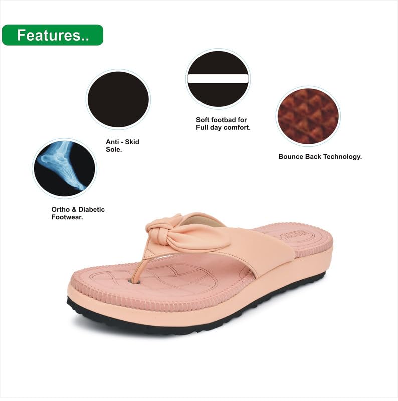 Image of HEALTH FIT Orthopedic with Super Extra Soft Ortho Care Anti-Skid Doubleu Flip-Flops for women Slippers /Doctor Chappal & Footwear HF330