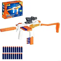 X-Game Lançador de Dardos Sniper com Mira Telescópica, Laranja e Branco, 20 Dardos incluídos, Brinquedo Infantil