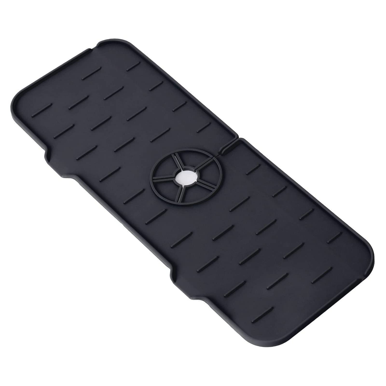 Kitchen Faucet Sink Splash Guard, Silicone Faucet Water Catcher Mat – Faucet Absorbent Mat, Silicone Drying Mat for Kitchen & Bathroom Countertop Protect mat (Black)