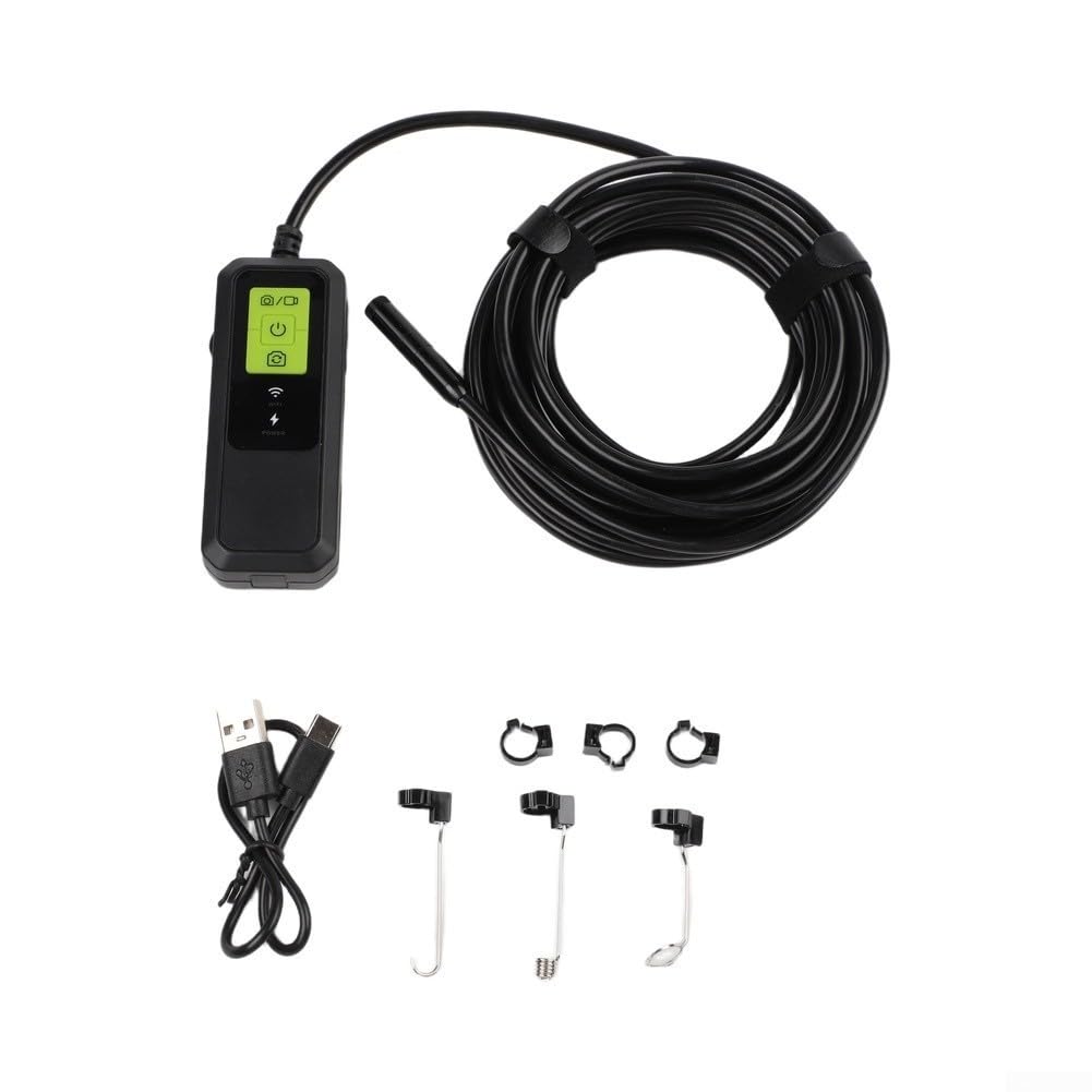 8 mm Dual-Objektiv-Inspektionskamera, WLAN, kabellos, Endoskop, 2 MP, HD, Schlangenfernrohr mit Licht für Abflussrohr, Automotor, Wandvermessung (5 m)
