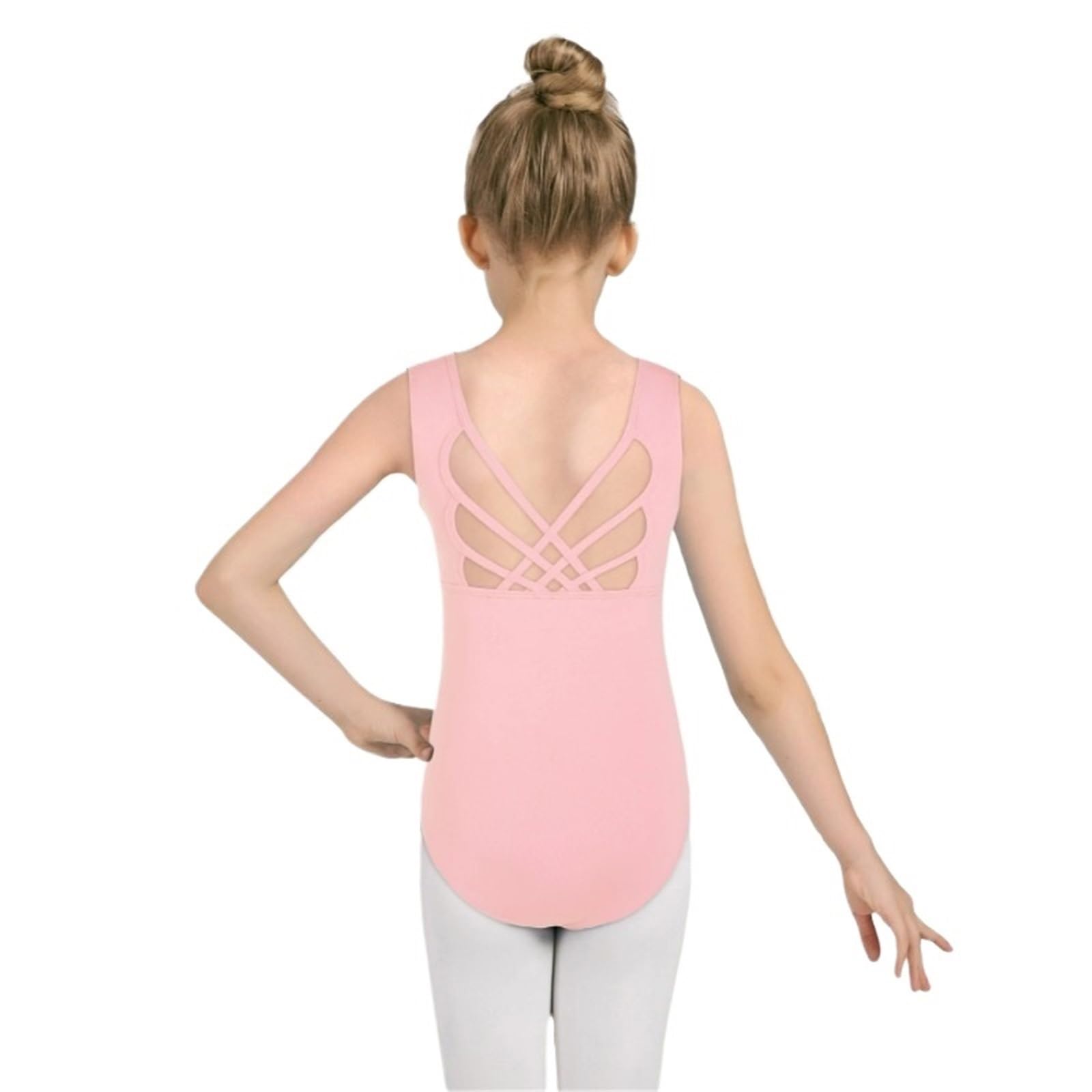 Body Ginnastica Girls Sleeveless Ballet Gymnastics Leotard Toddler Butterfly Crisscross Back Dancewear Activewear with Full Front Lining(Pink,S)