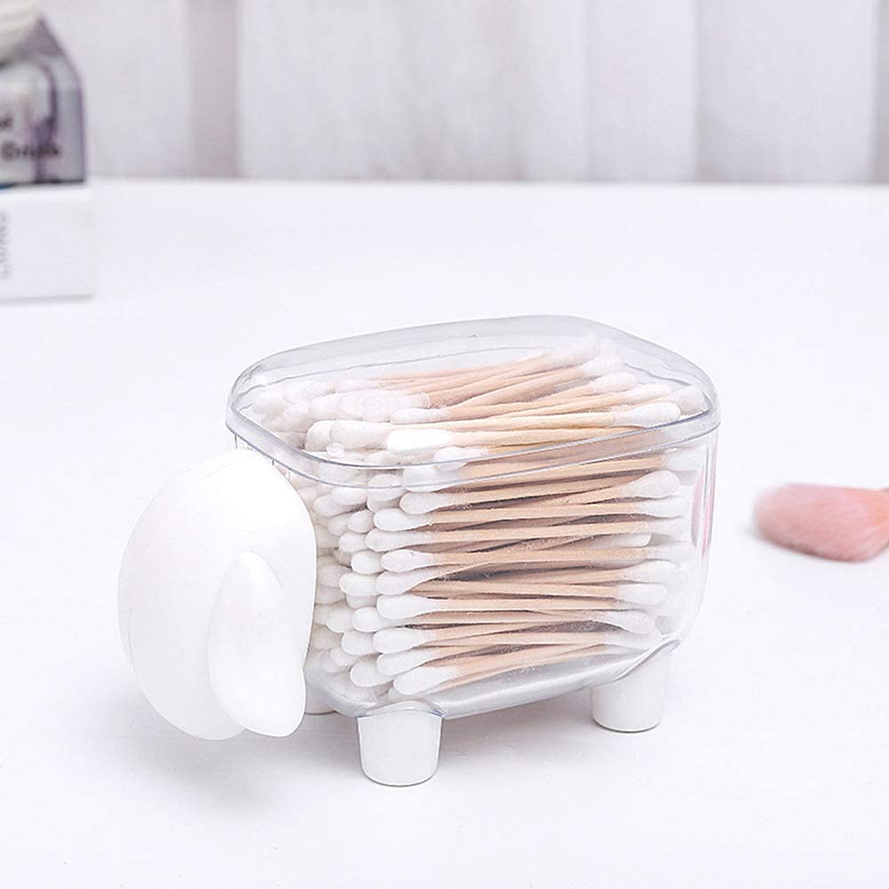 Plastikowy uchwyt na waciki w kształcie owcy Łazienka Vanity Blat Organizator do przechowywania wacików Wykałaczki waciki Opakowania wielokrotnego użytku Socialme-EU (biały)