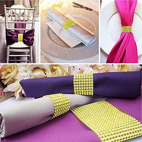Gold Napkin Rings, Bling Rhinestone Napkin Holder for Table Christmas Wedding Birthday Party 20pcs