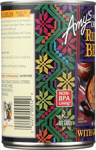 Image of Amys, Beans Refried With Green Chiles Organic, 15.4 Ounce